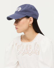 Loeffler Randall / Cairo Navy/Cream Embroidered Cap