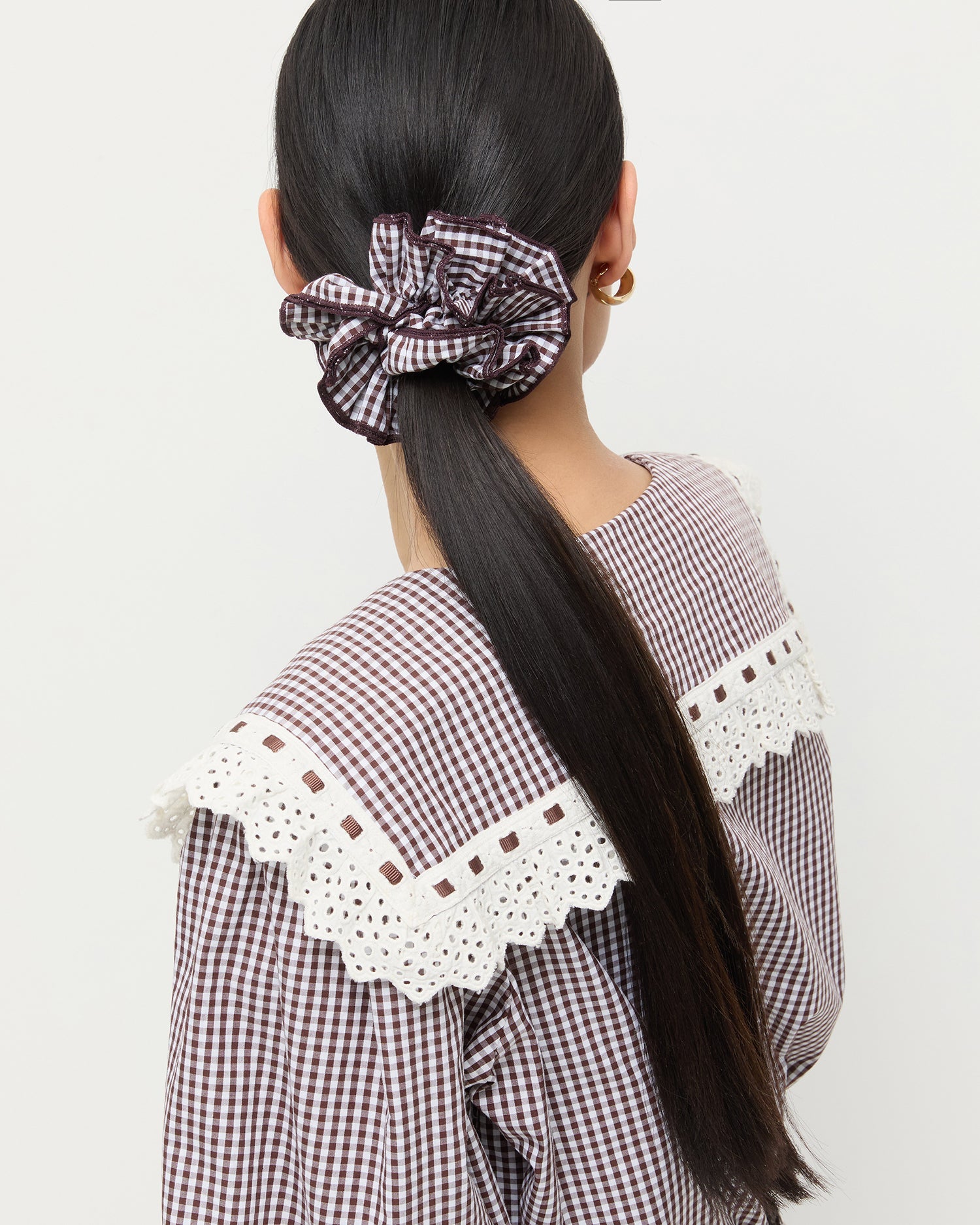 Loeffler Randall / Felice Brown Gingham Layered Scrunchie