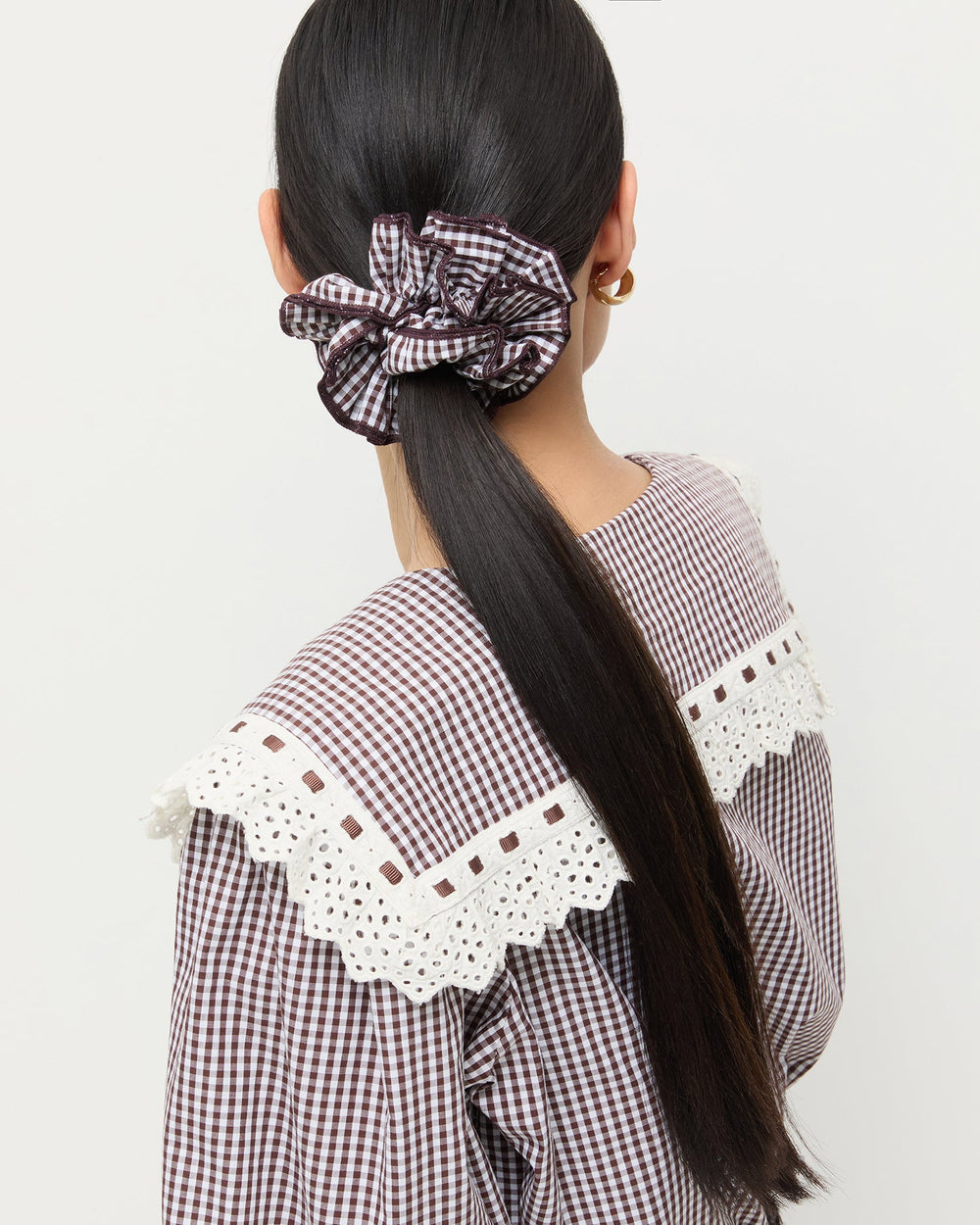 Loeffler Randall / Felice Brown Gingham Layered Scrunchie