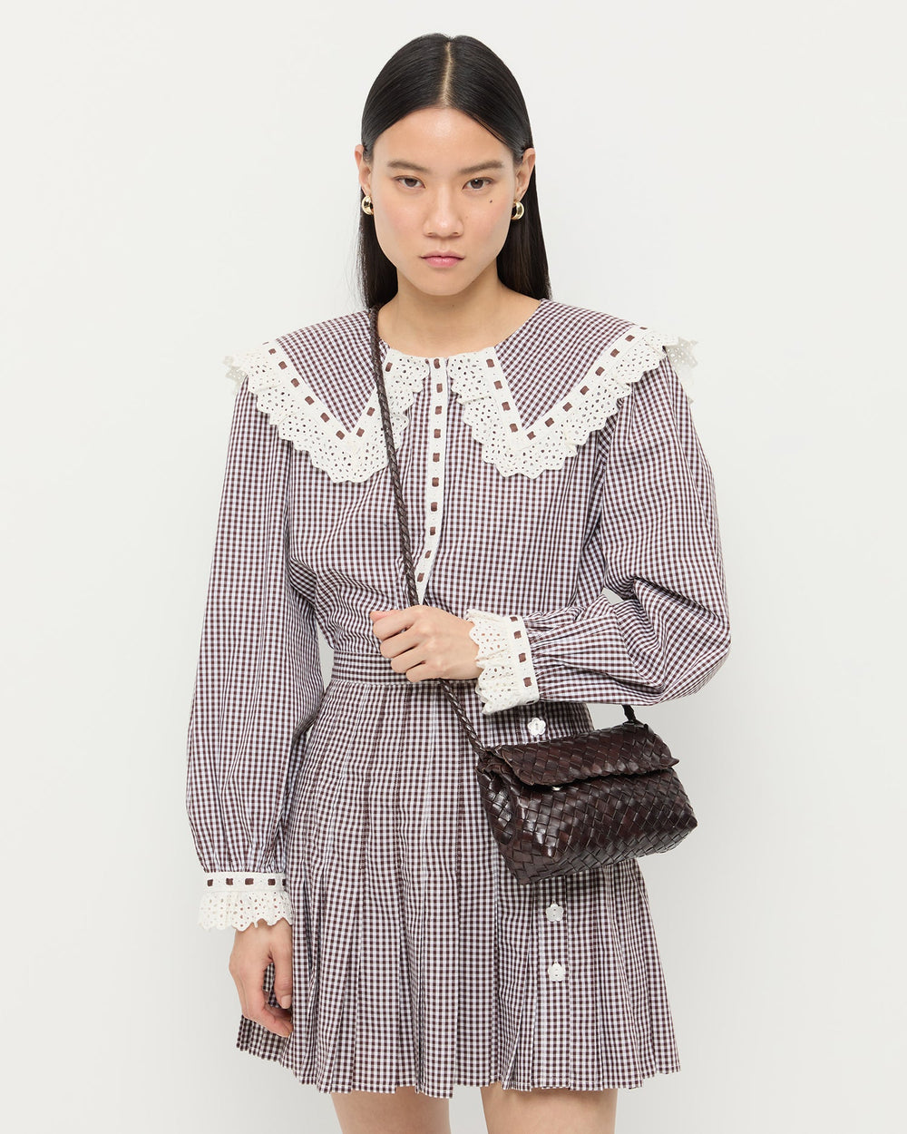 Loeffler Randall / Vinnie Chocolate Woven Leather Crossbody