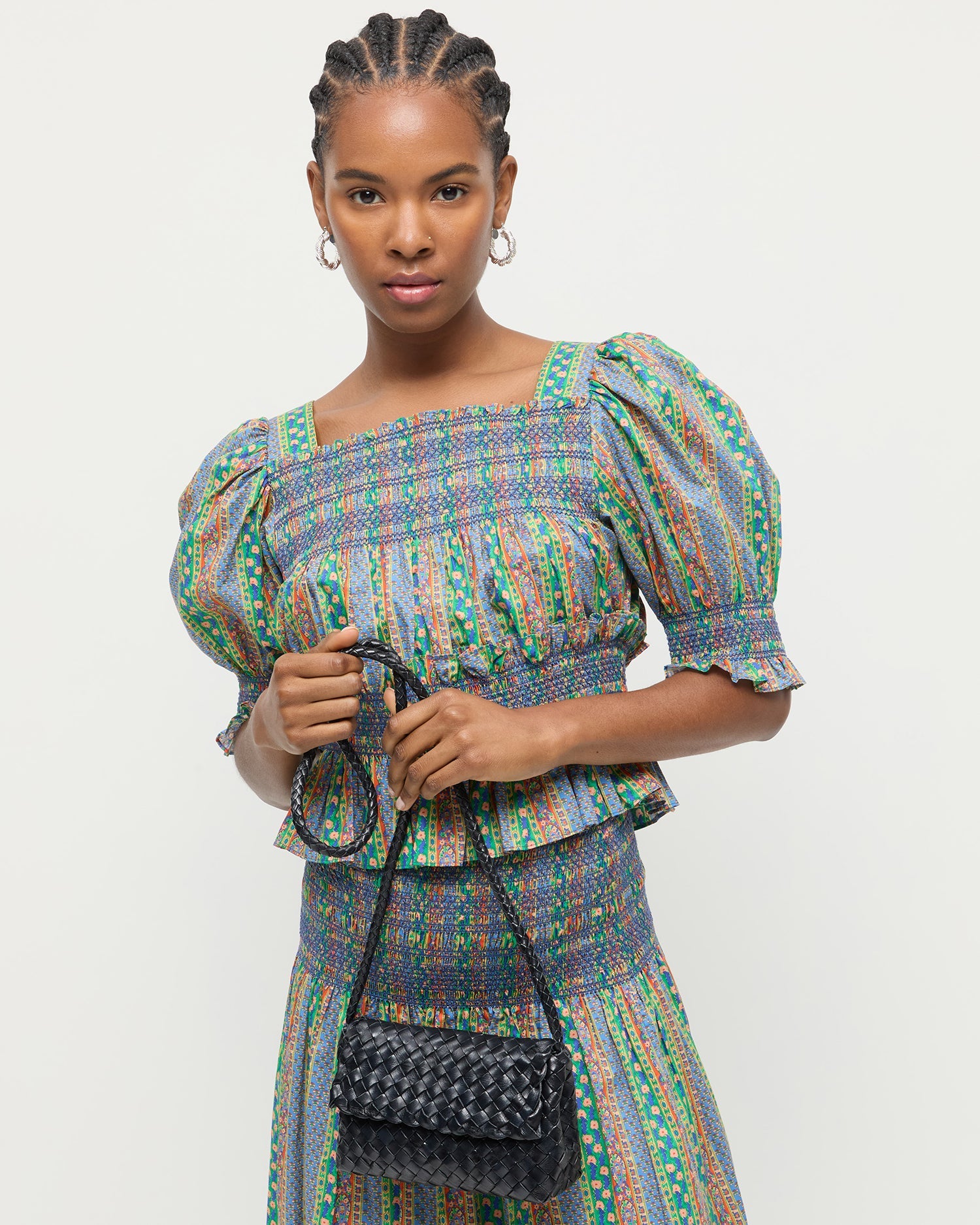 Loeffler Randall / Vinnie Black Woven Leather Crossbody