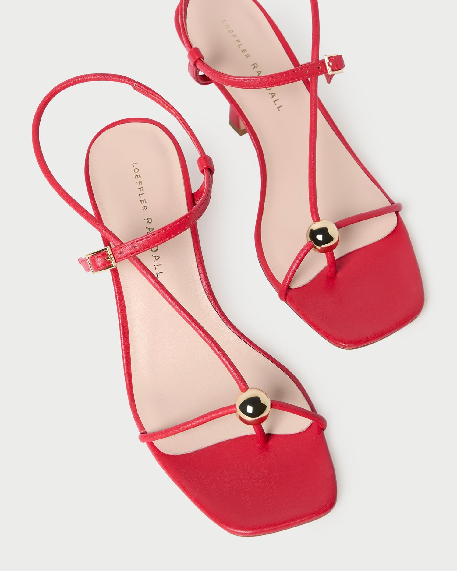 Loeffler Randall / Triana Red Leather Mid-Heel Sandal