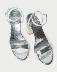 Loeffler Randall / Malia Silver Snake Embossed Sandal