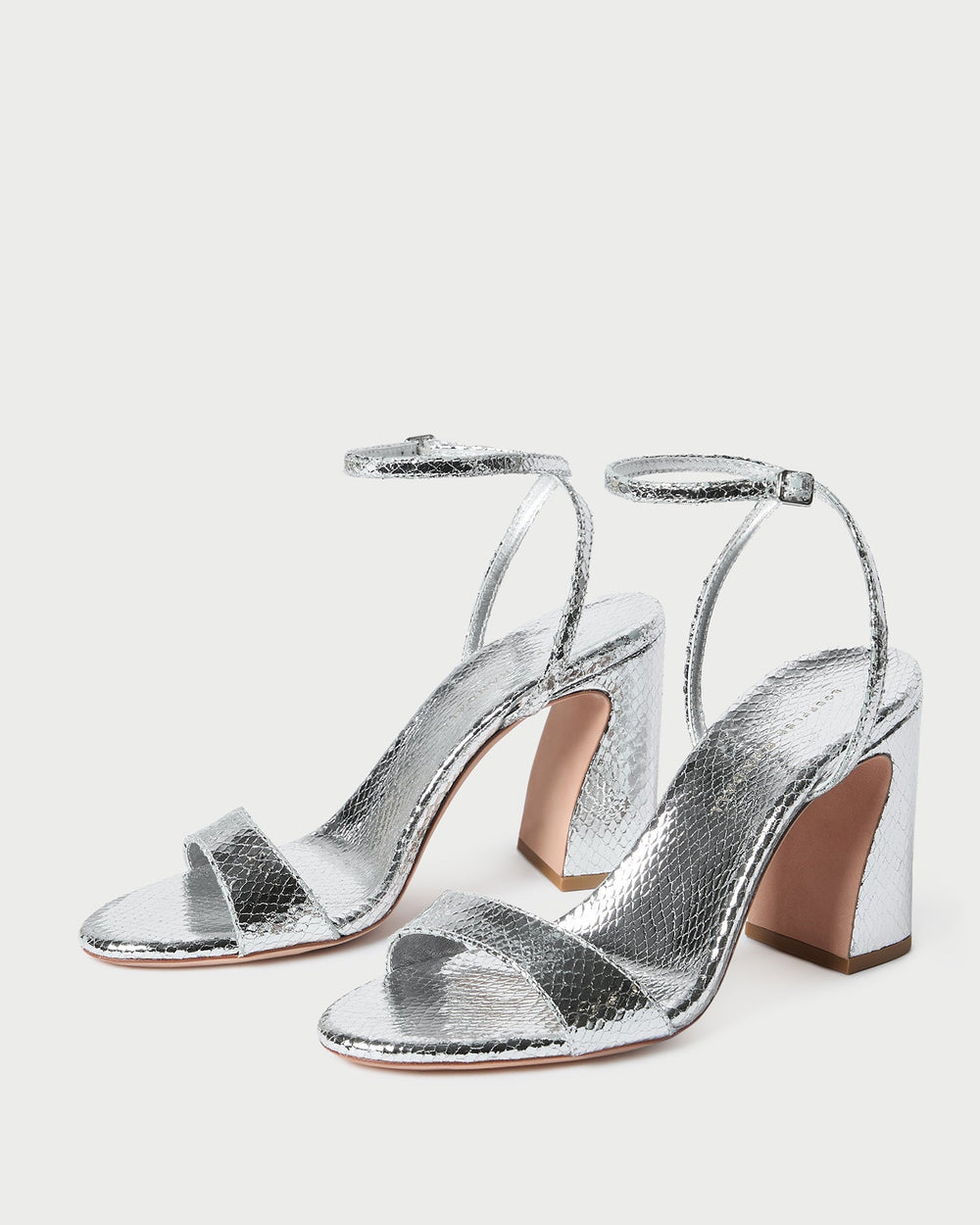 Loeffler Randall / Malia Silver Snake Embossed Sandal