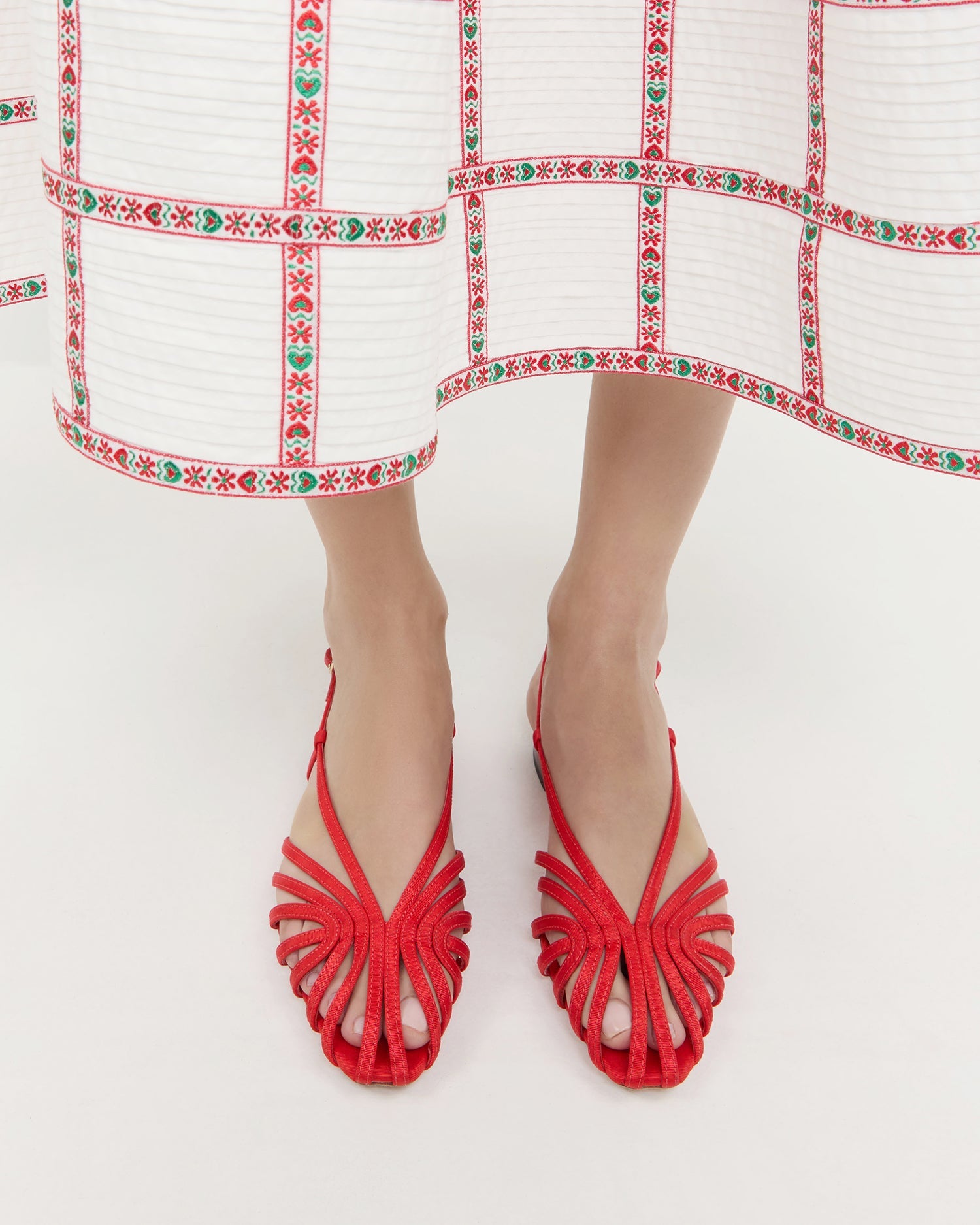 Loeffler Randall / Devon Red Moiré Slingback Sandal