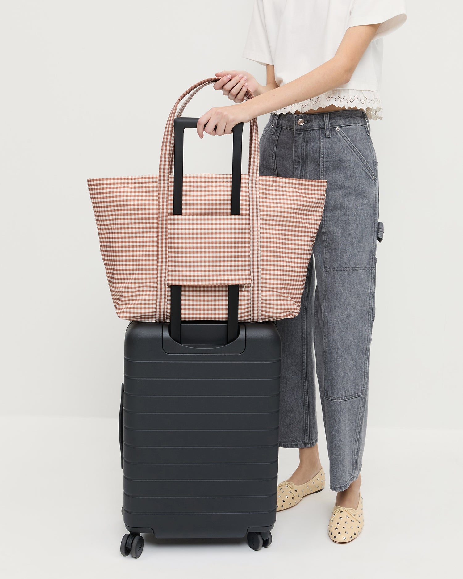 Loeffler Randall / Dina Brown Gingham Travel Tote