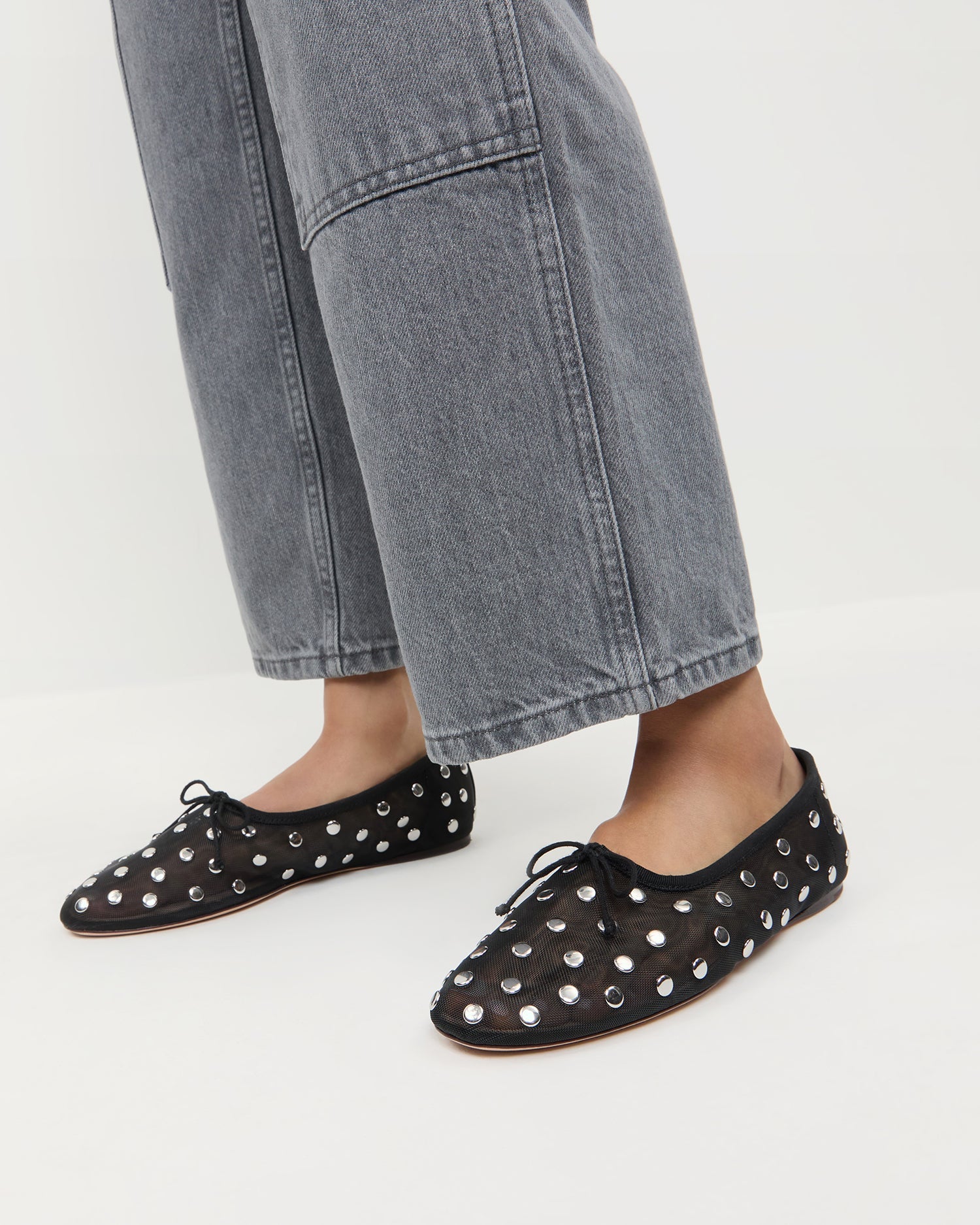 Loeffler Randall / Landon Black/Silver Mesh Ballet Flat