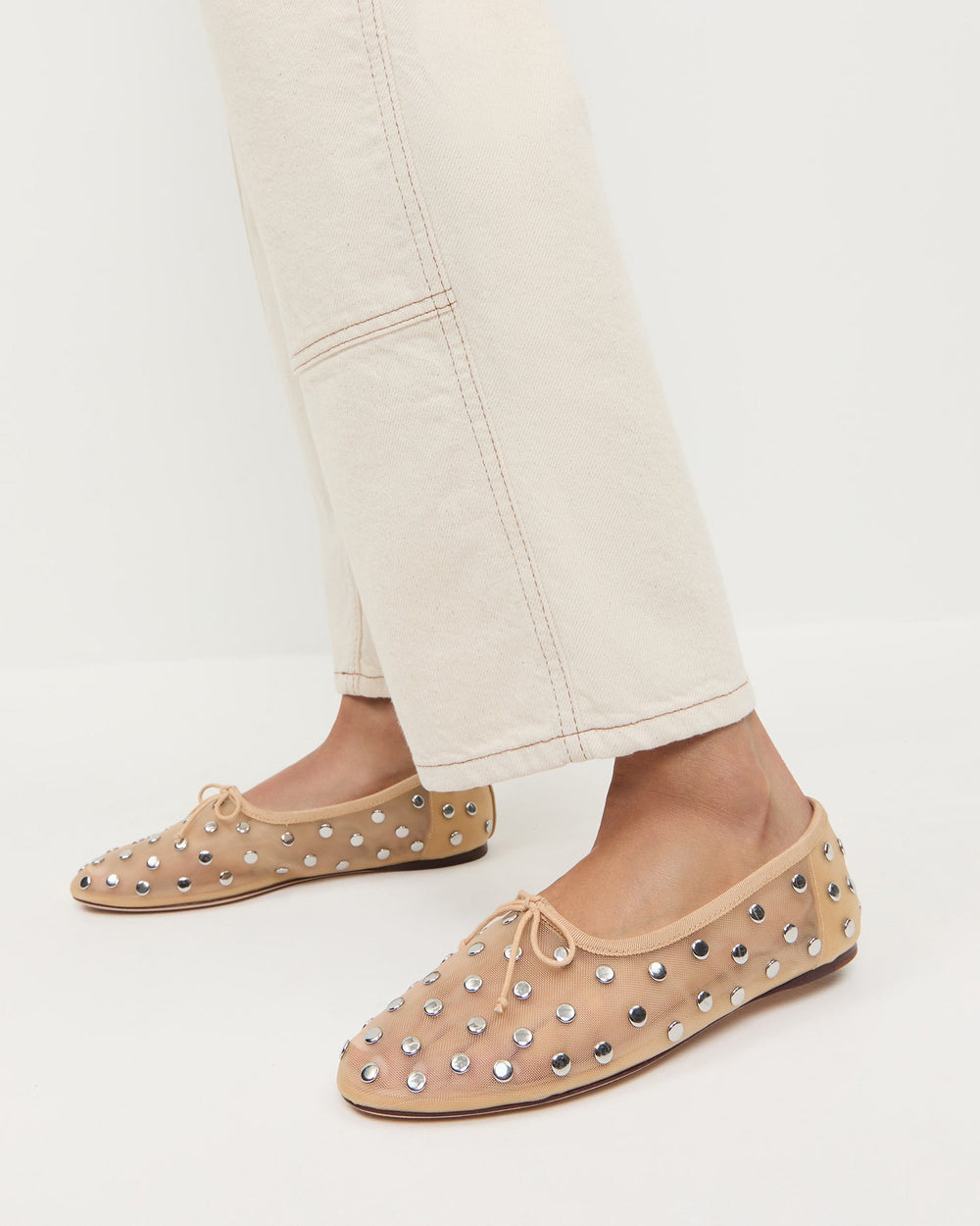 Loeffler Randall / Landon Caramel/Silver Mesh Ballet Flat