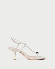 Loeffler Randall / Triana White Leather Mid-Heel Sandal