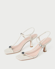 Loeffler Randall / Triana White Leather Mid-Heel Sandal