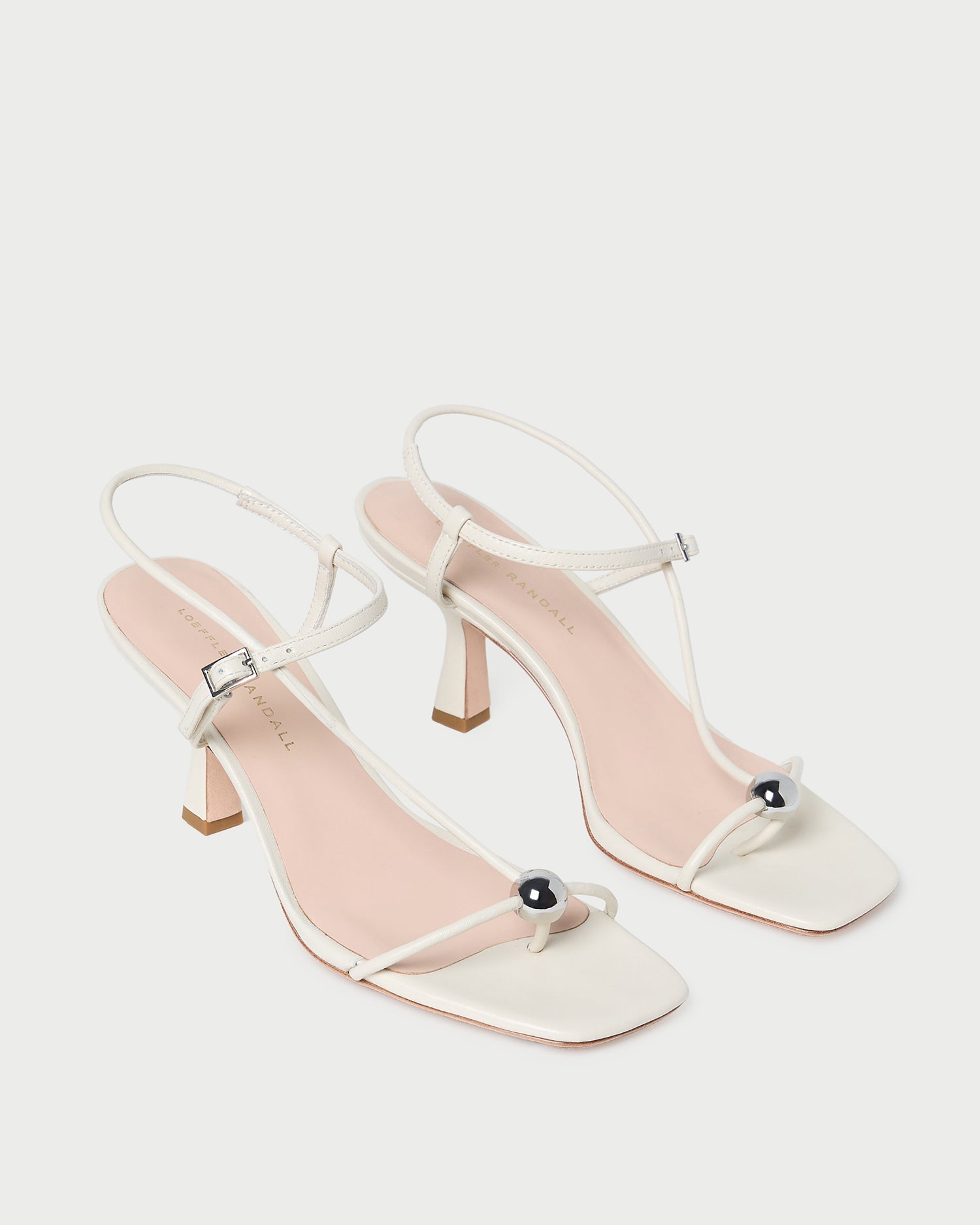 Loeffler Randall / Triana White Leather Mid-Heel Sandal