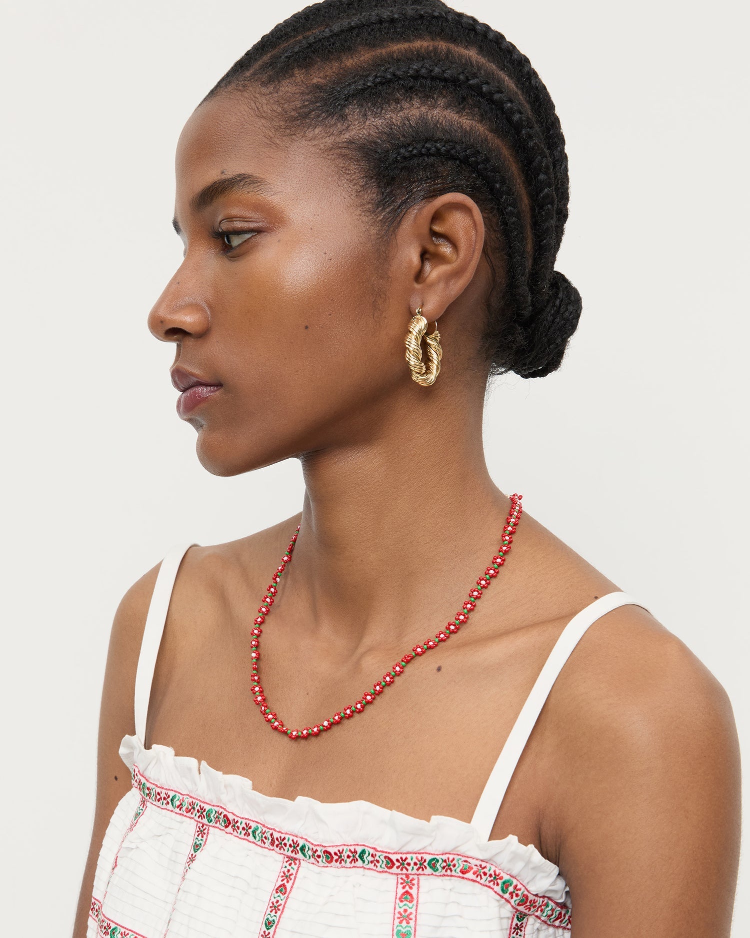 Loeffler Randall / Flora Red/White Beaded Set