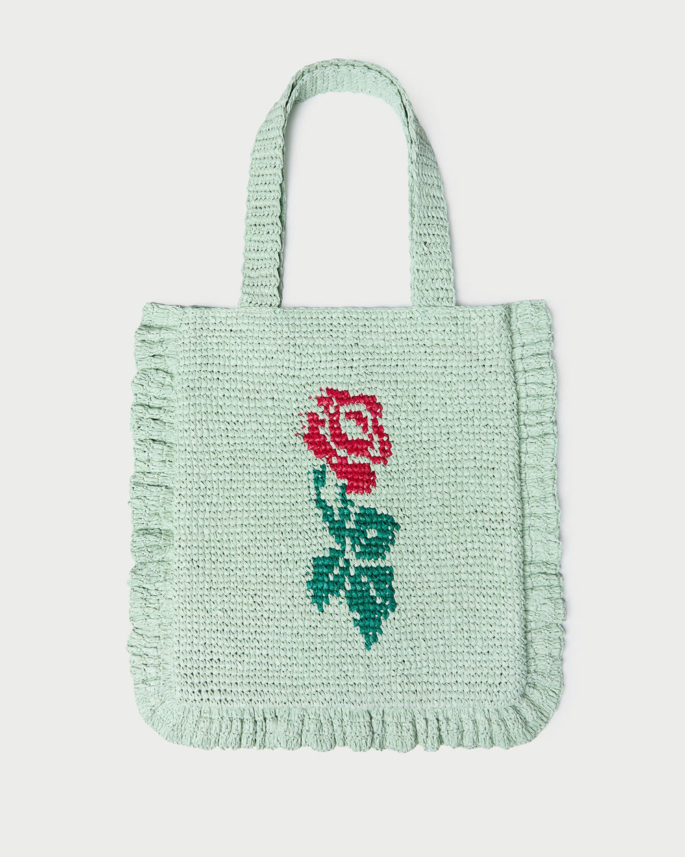 Loeffler Randall / Justine Mint Crochet Ruffle Tote