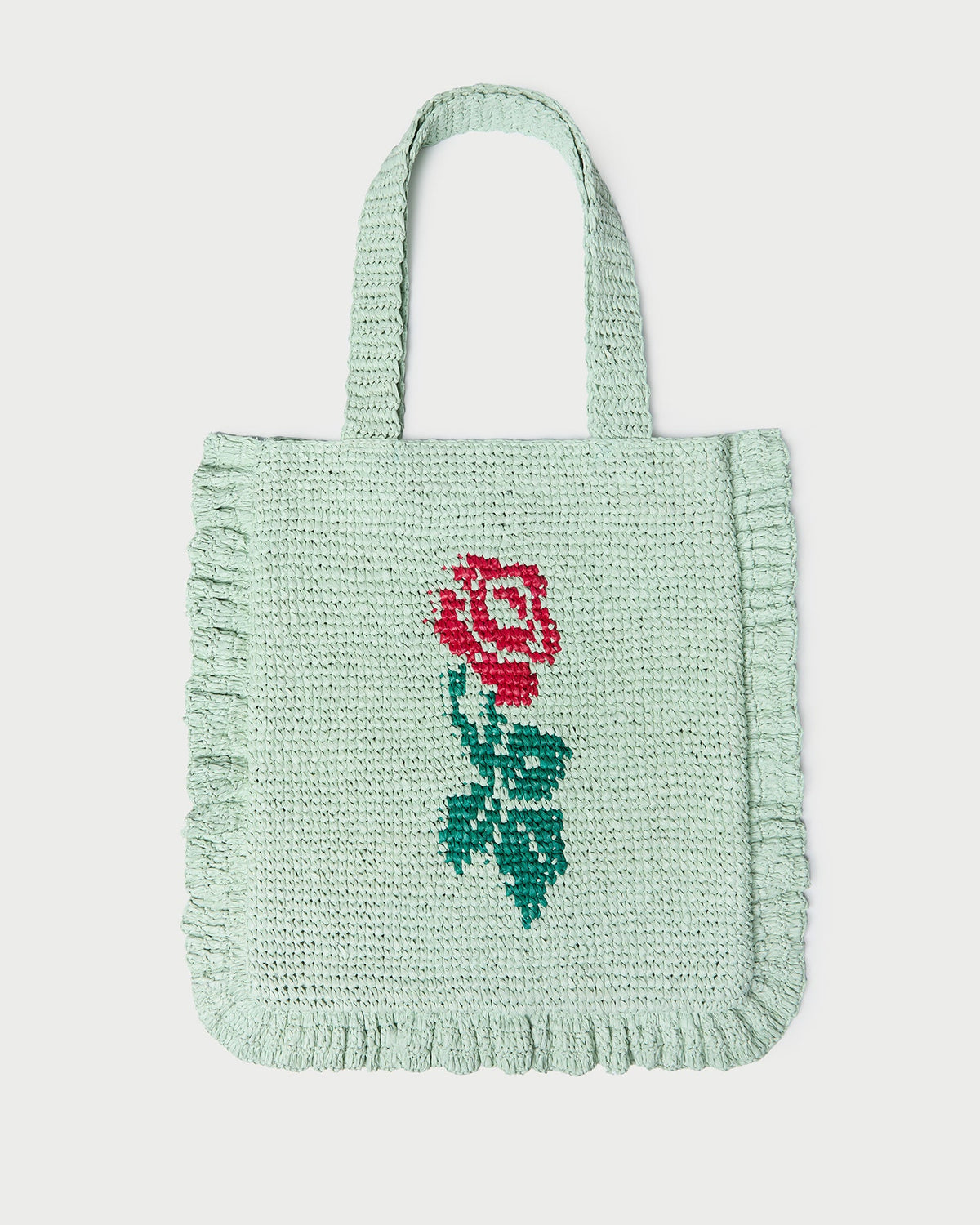 Loeffler Randall / Justine Mint Crochet Ruffle Tote