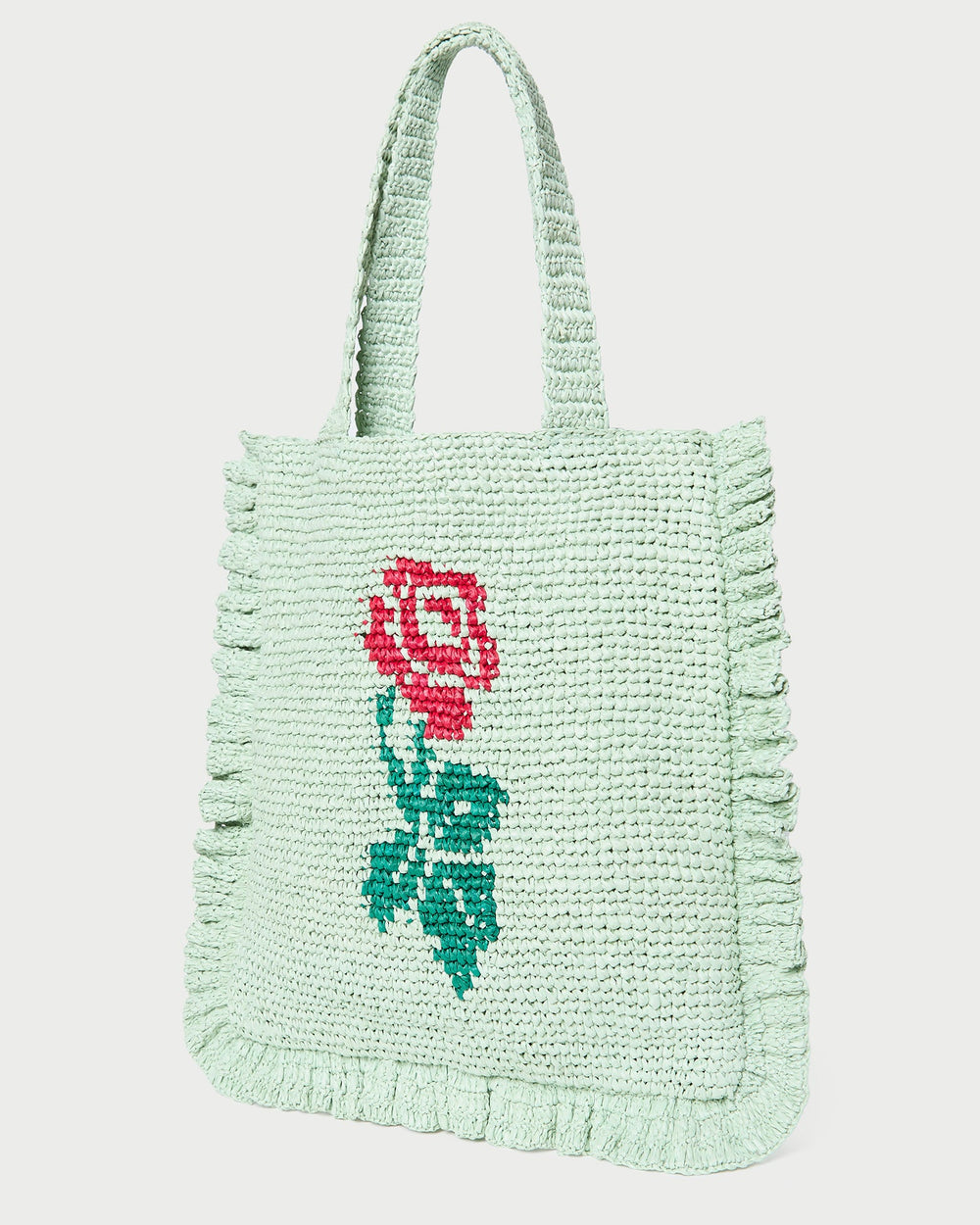 Loeffler Randall / Justine Mint Crochet Ruffle Tote