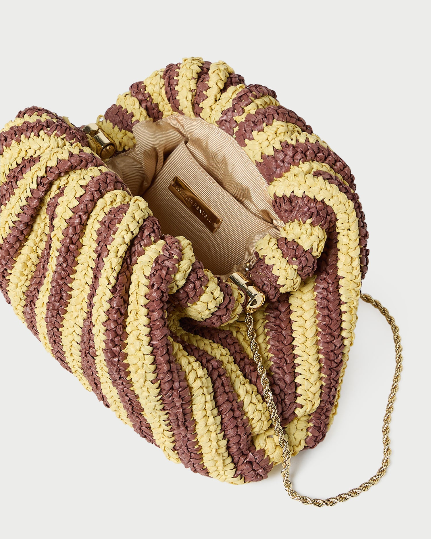 Loeffler Randall / Bailey Brown/Butter Stripe Dome Clutch