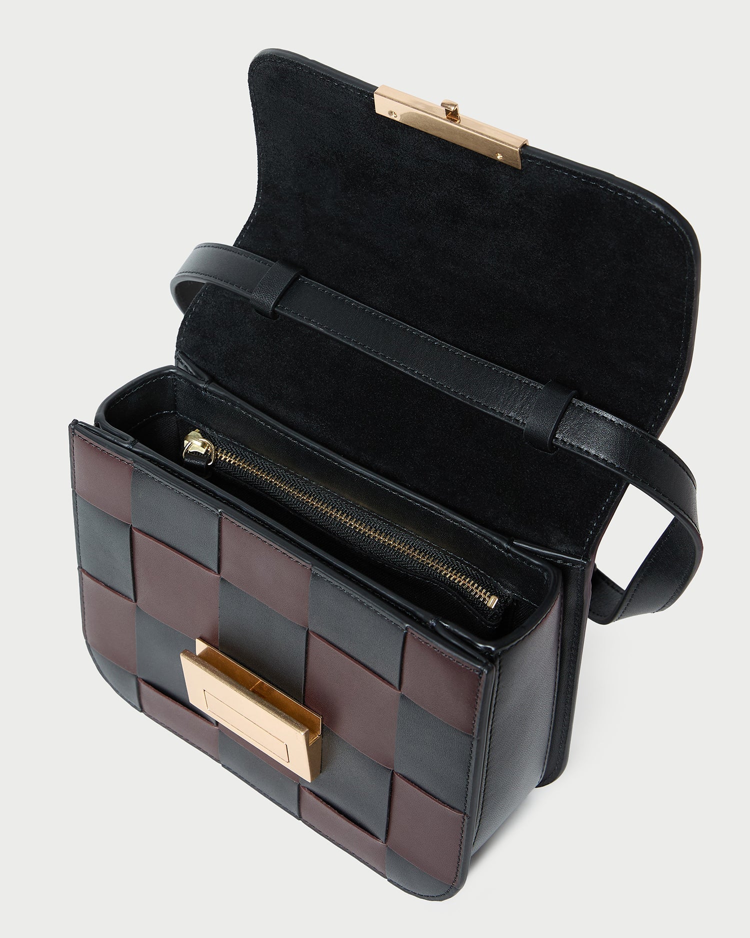 Loeffler Randall / Desi Black/Espresso Woven Leather Crossbody