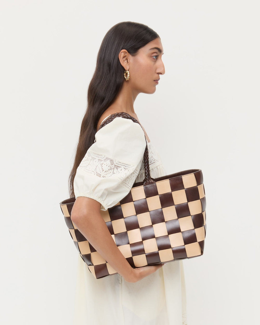 Loeffler Randall / Klara Brown/Butter Woven Leather Tote