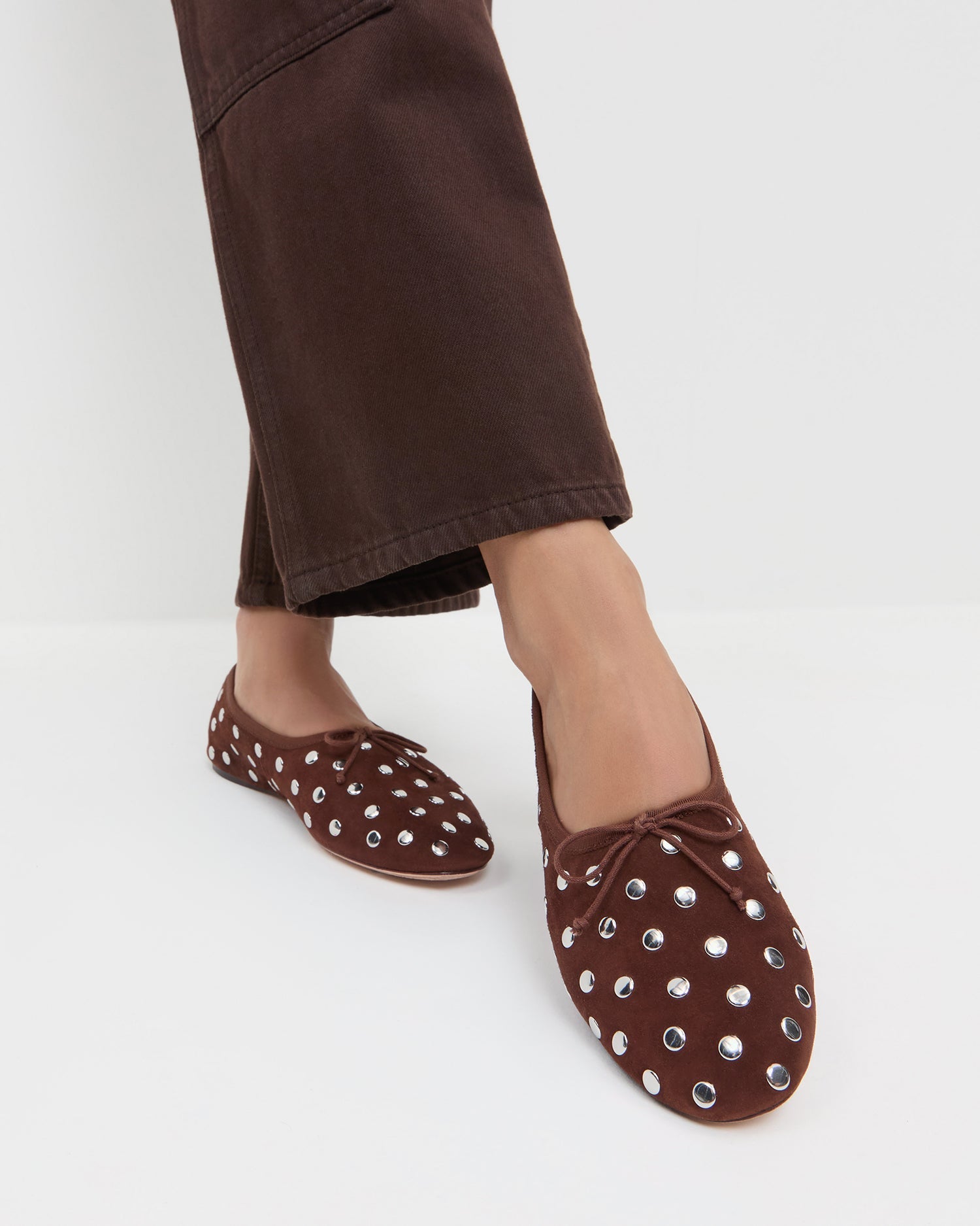 Loeffler Randall / Landon Espresso/Silver Suede Ballet Flat