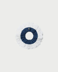 Loeffler Randall / Dolly Denim/Cream Embroidered Scrunchie