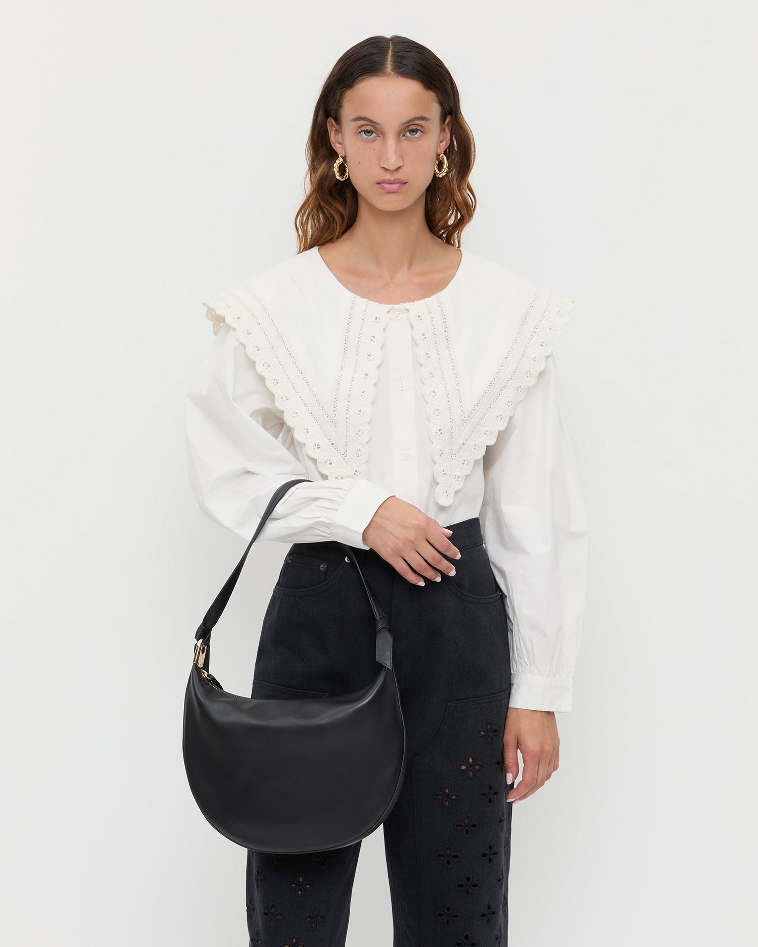 Loeffler Randall / Harlow Black Leather Shoulder Bag