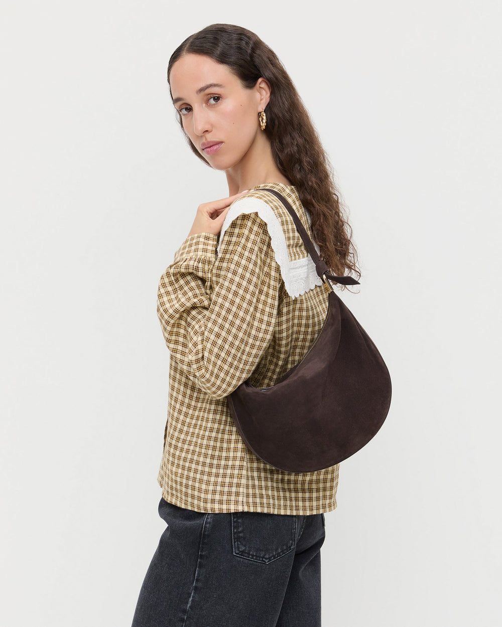 Loeffler Randall / Harlow Brown Suede Shoulder Bag