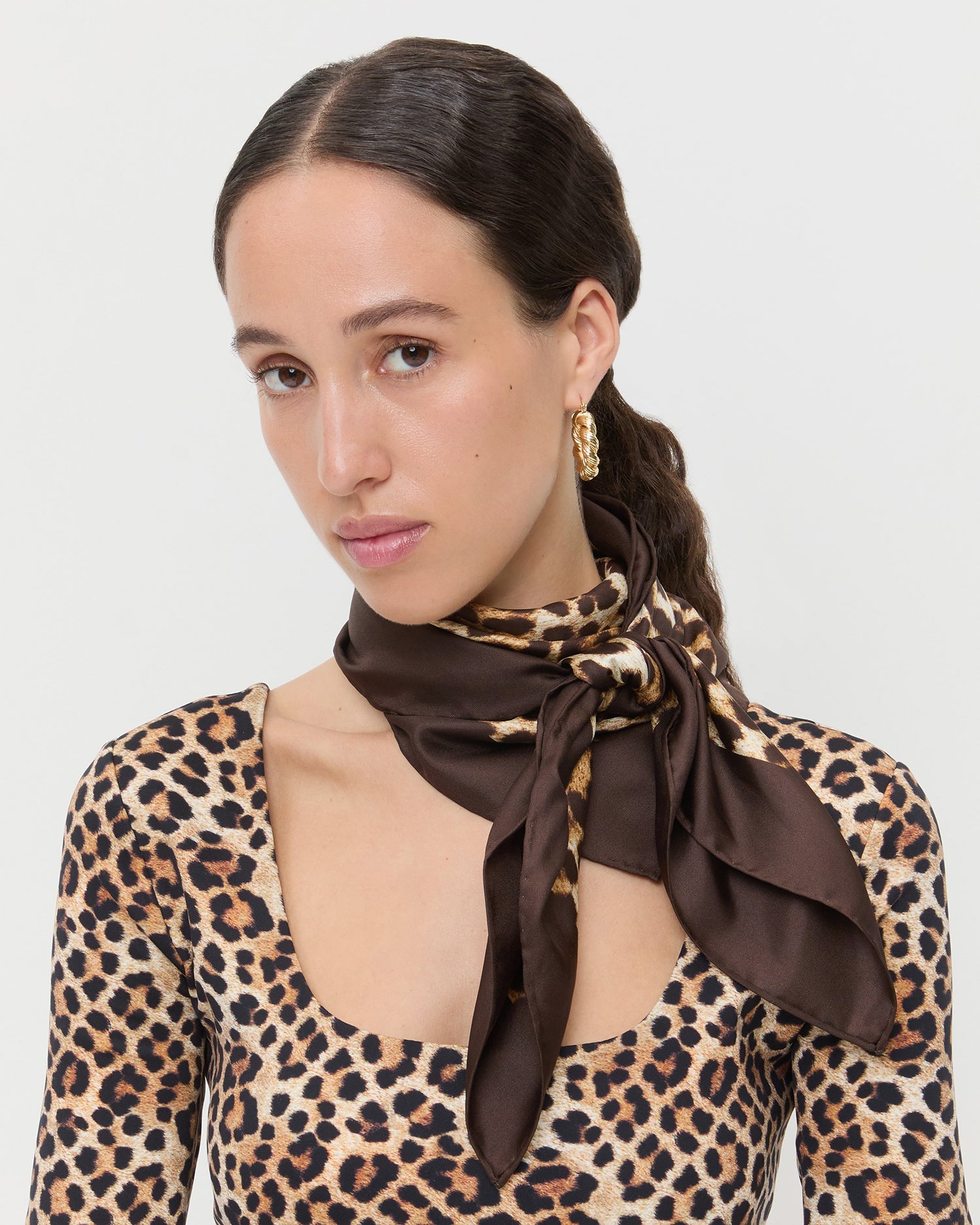 Loeffler Randall / Beverly Leopard Silk Scarf