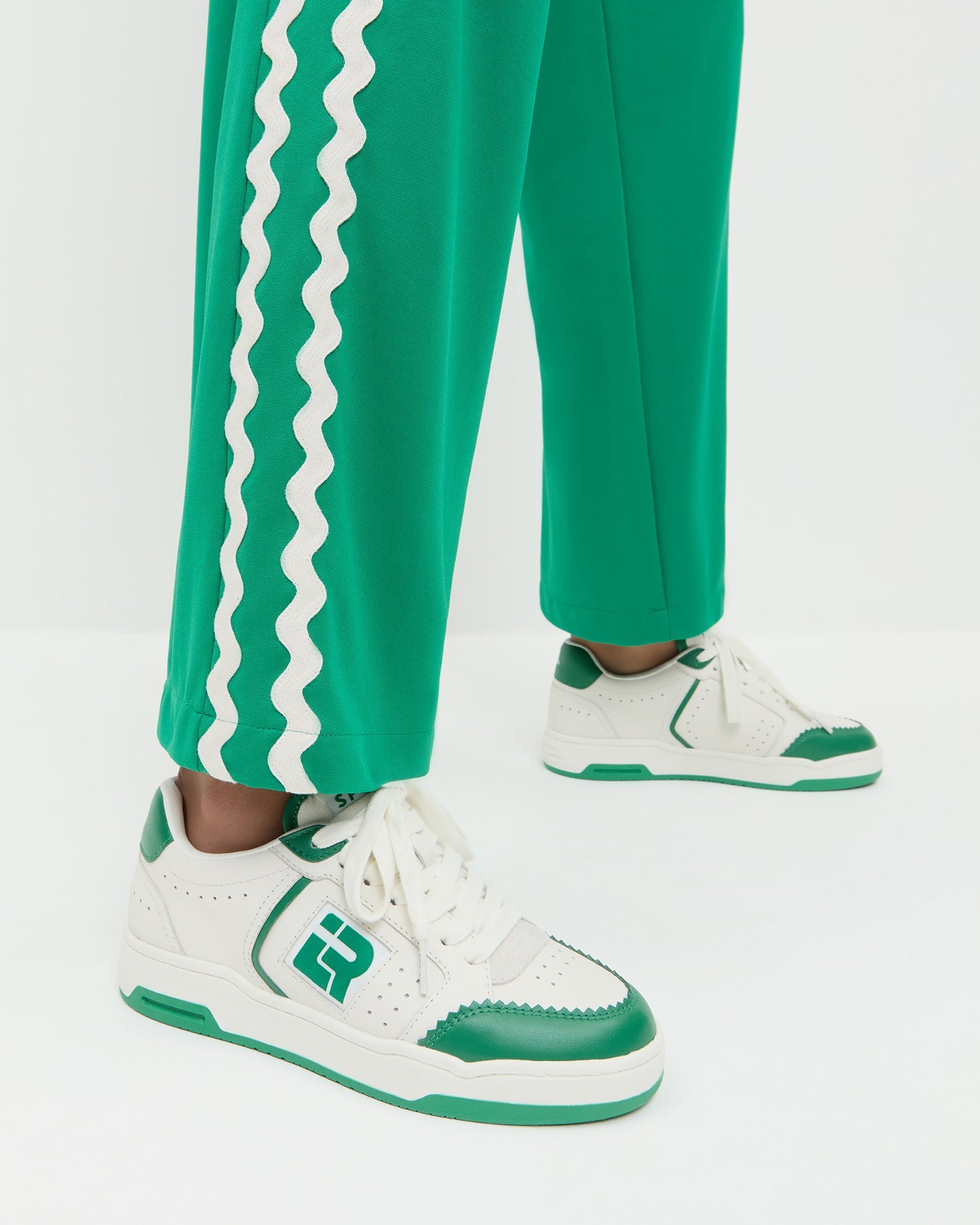 Loeffler Randall / Topspin Cream/Green Court Sneaker