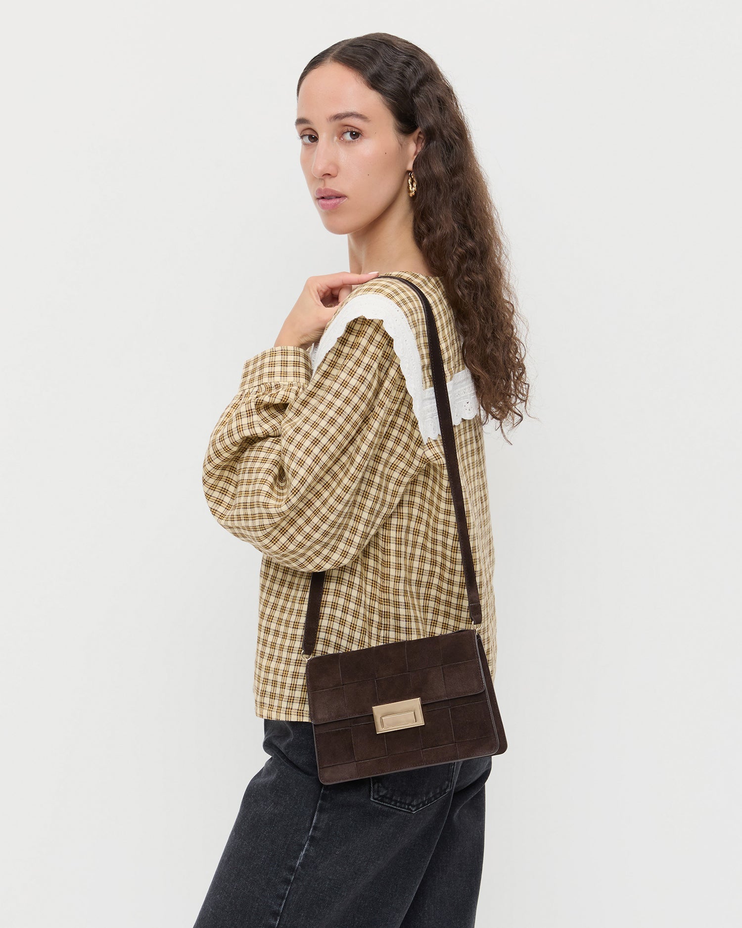 Loeffler Randall / Delphine Brown Suede Shoulder Bag