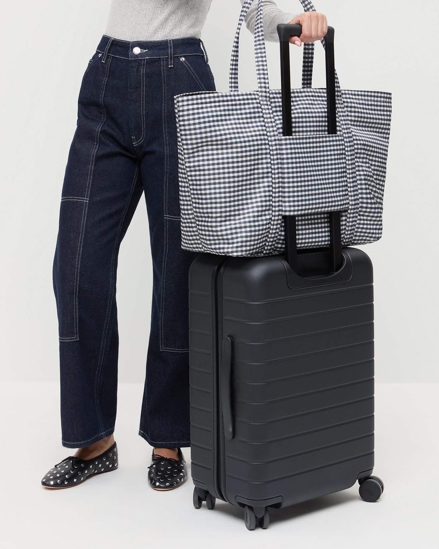 Loeffler Randall / Dina Black/White Gingham Travel Tote