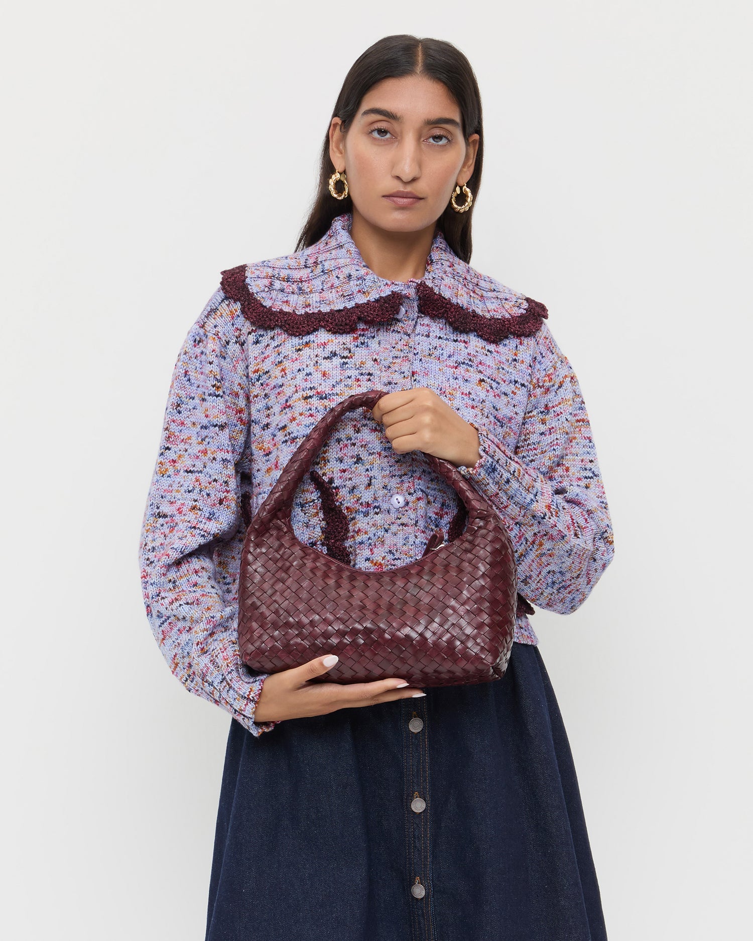 Loeffler Randall / Mercer Maroon Woven Shoulder Bag