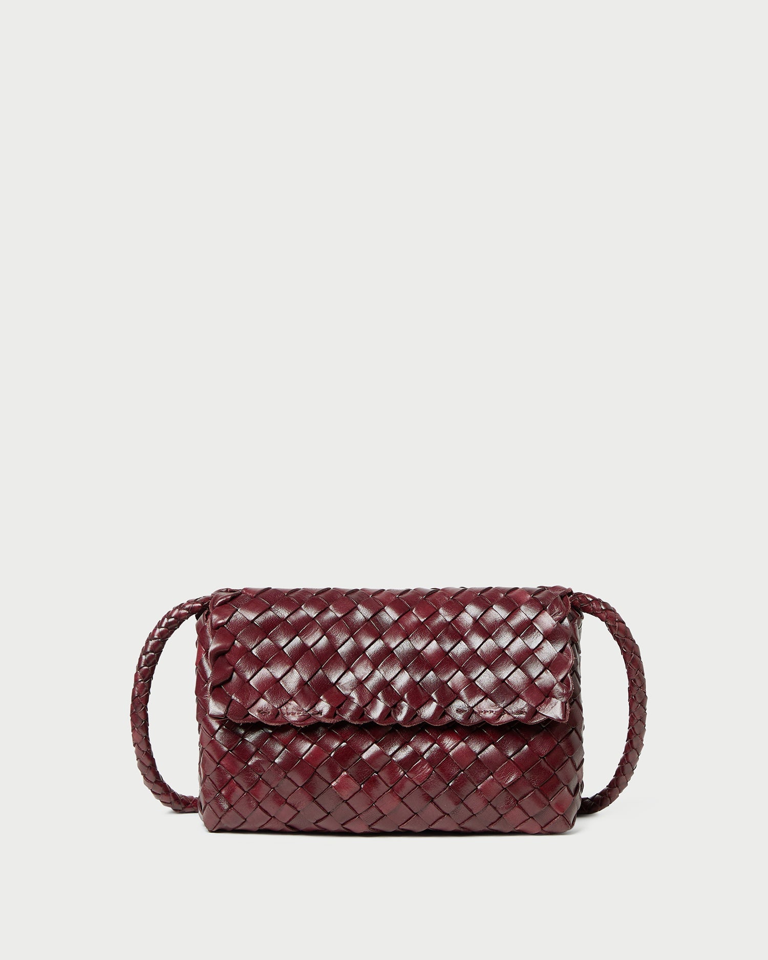 Loeffler Randall / Vinnie Maroon Woven Leather Crossbody