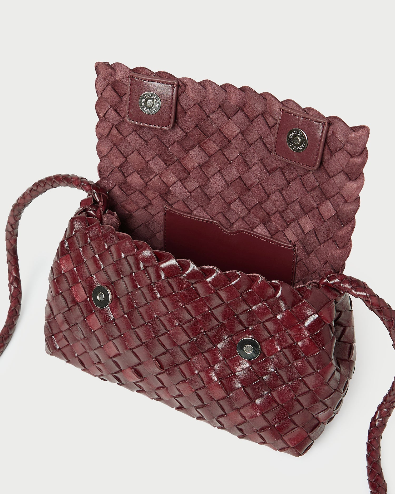 Loeffler Randall / Vinnie Maroon Woven Leather Crossbody