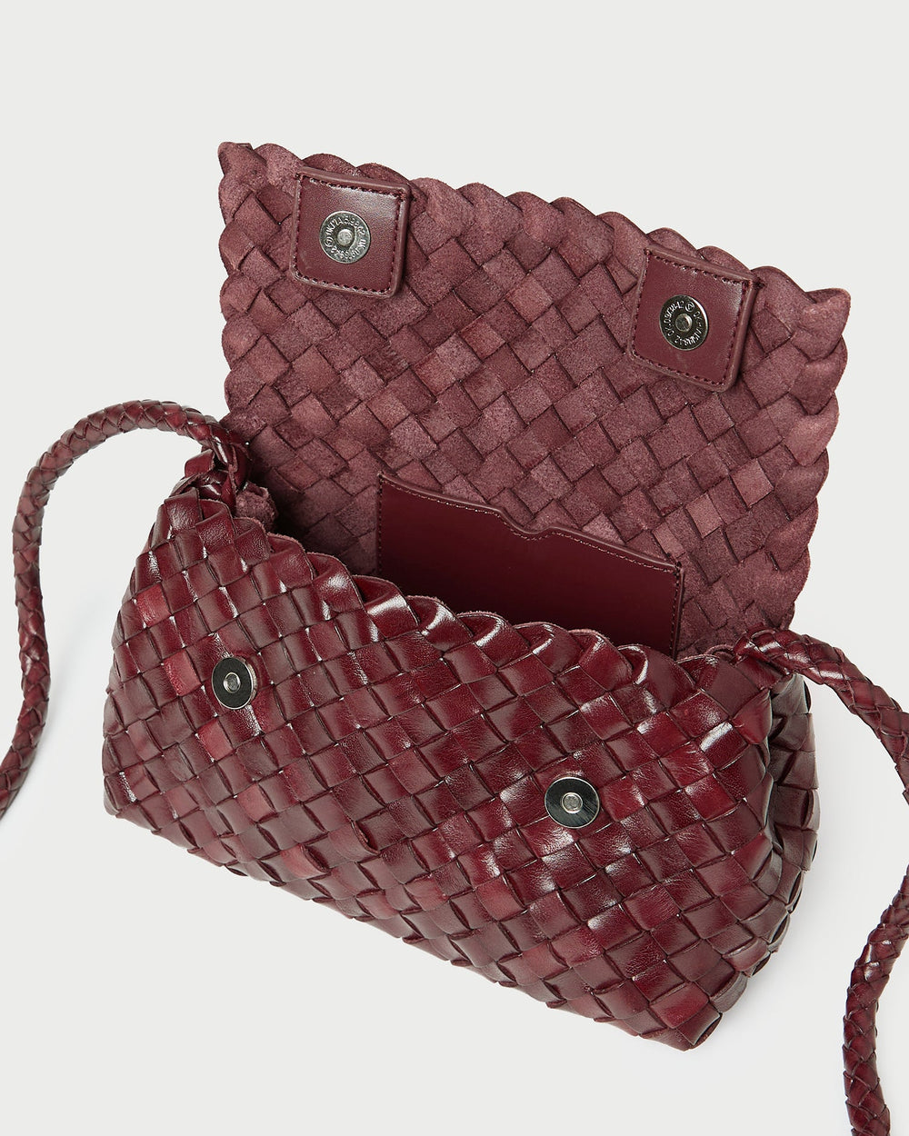 Loeffler Randall / Vinnie Maroon Woven Leather Crossbody