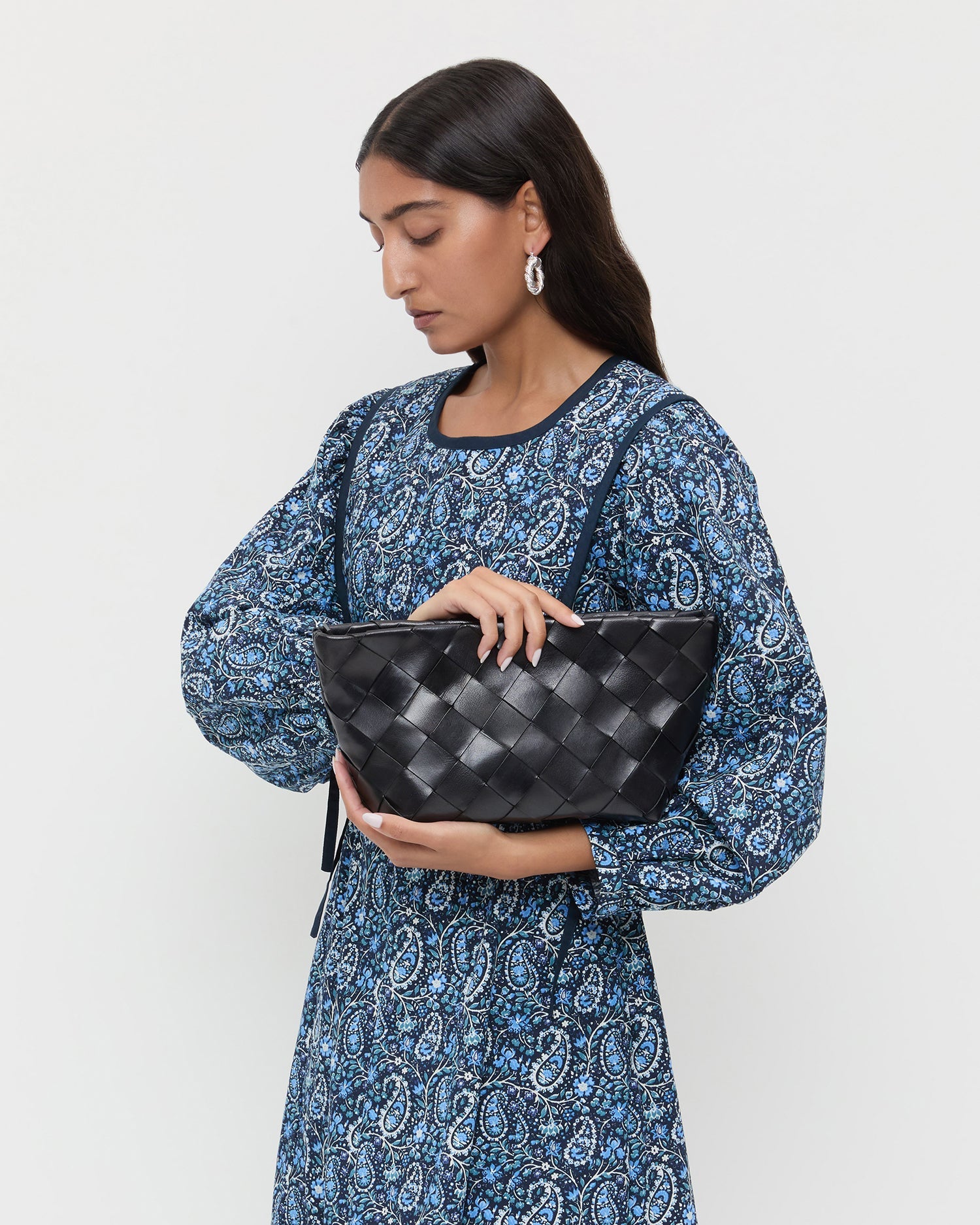 Loeffler Randall / Melina Black Woven Leather Clutch