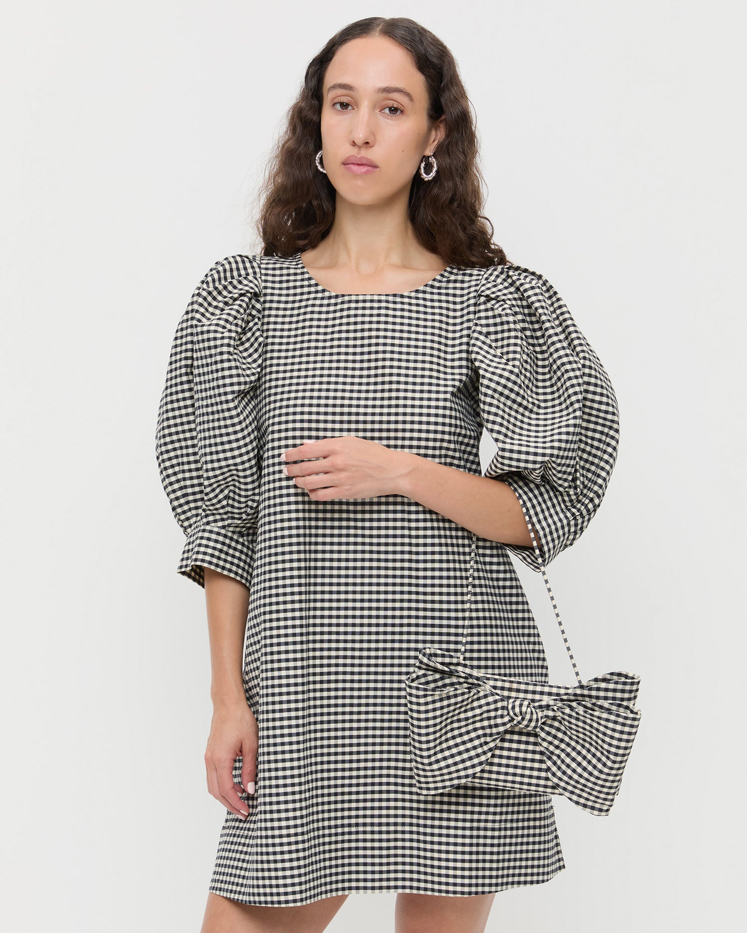 Loeffler Randall / Valerie Black/White Gingham Bow Bag