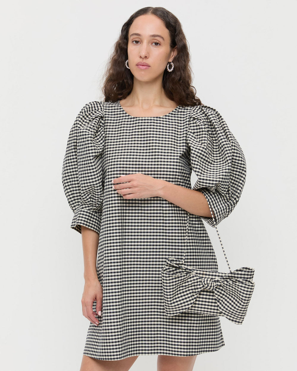 Loeffler Randall / Valerie Black/White Gingham Bow Bag