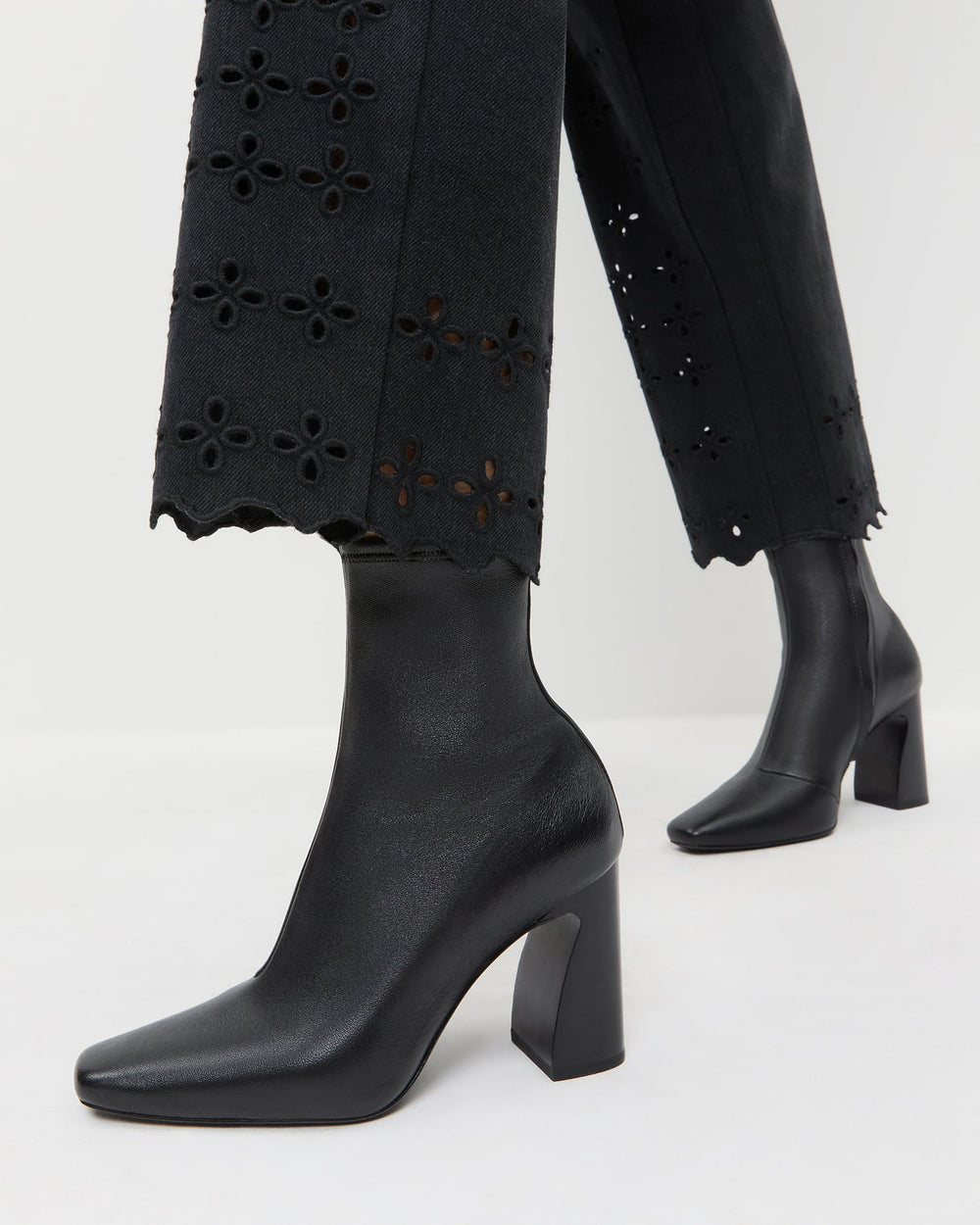 Loeffler Randall / Chloe Black Leather Ankle Boot