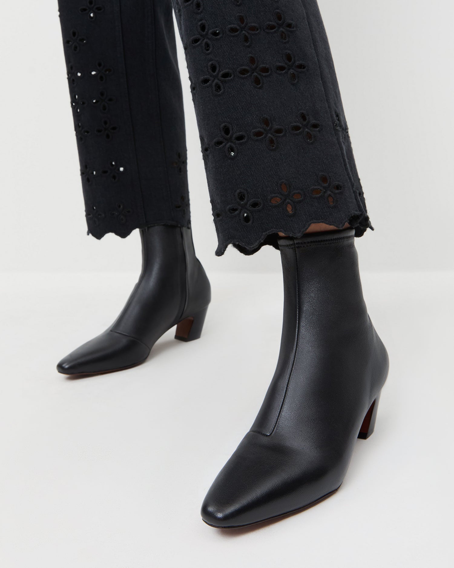 Loeffler Randall / Doria Black Leather Ankle Boot