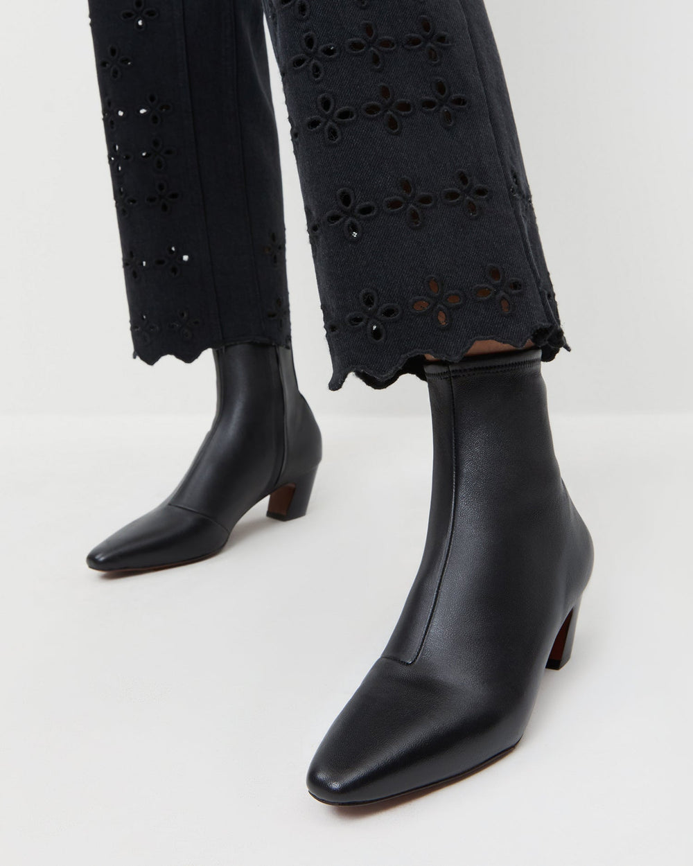 Loeffler Randall / Doria Black Leather Ankle Boot