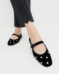 Loeffler Randall / Ginger Black/Crystal Velvet Mary Jane