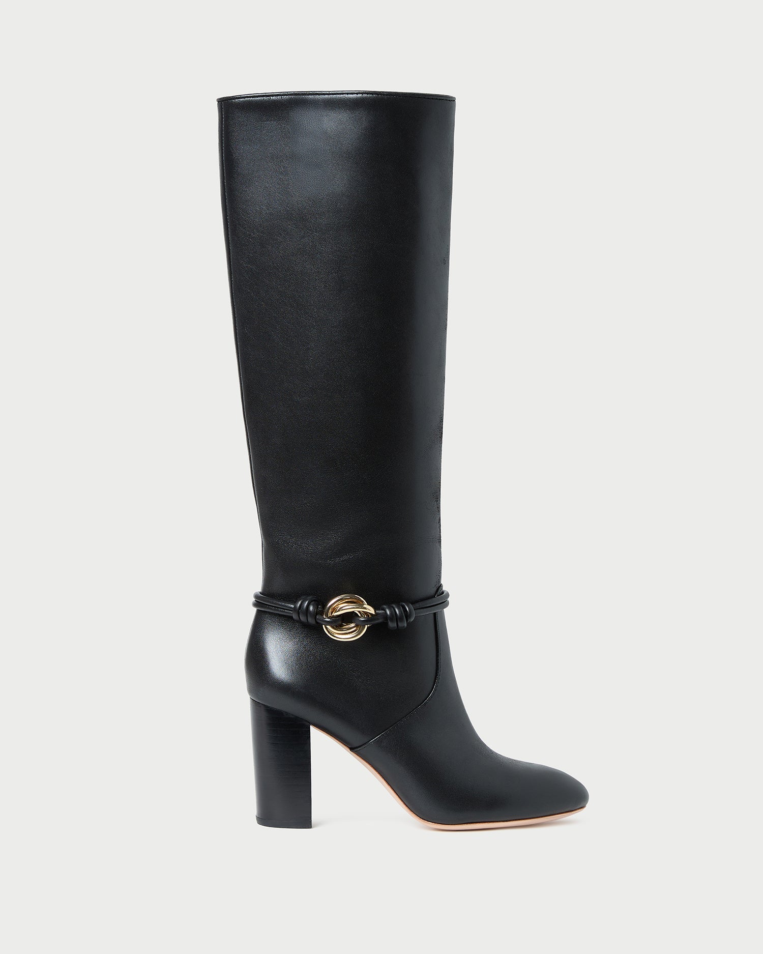 Loeffler Randall / Goldy Black/Gold Leather Tall Boot