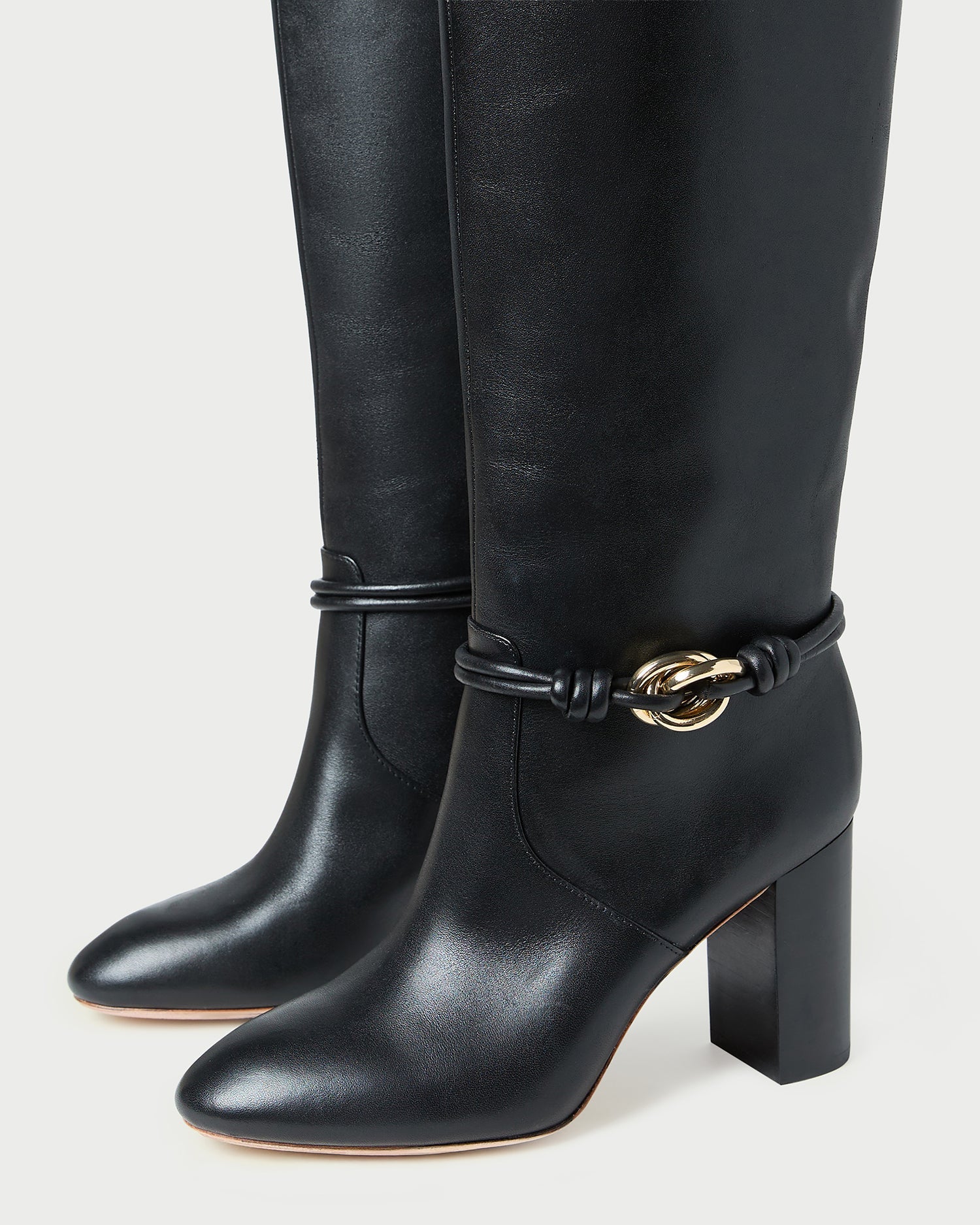 Loeffler Randall / Goldy Black/Gold Leather Tall Boot