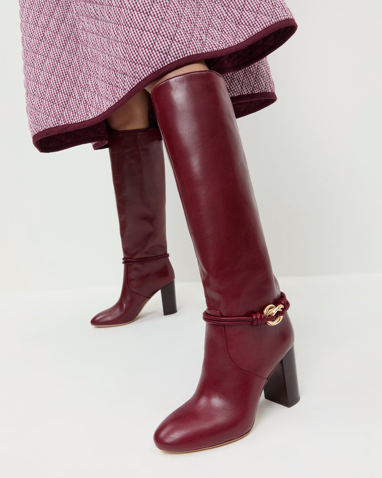 Loeffler Randall / Goldy Wine/Gold Leather Tall Boot
