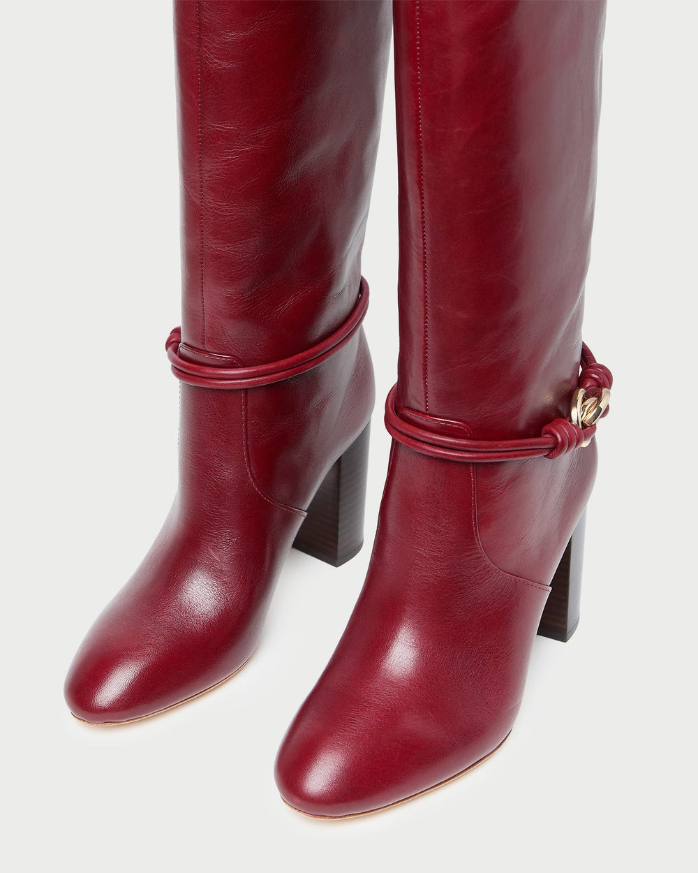 Loeffler Randall / Goldy Wine/Gold Leather Tall Boot
