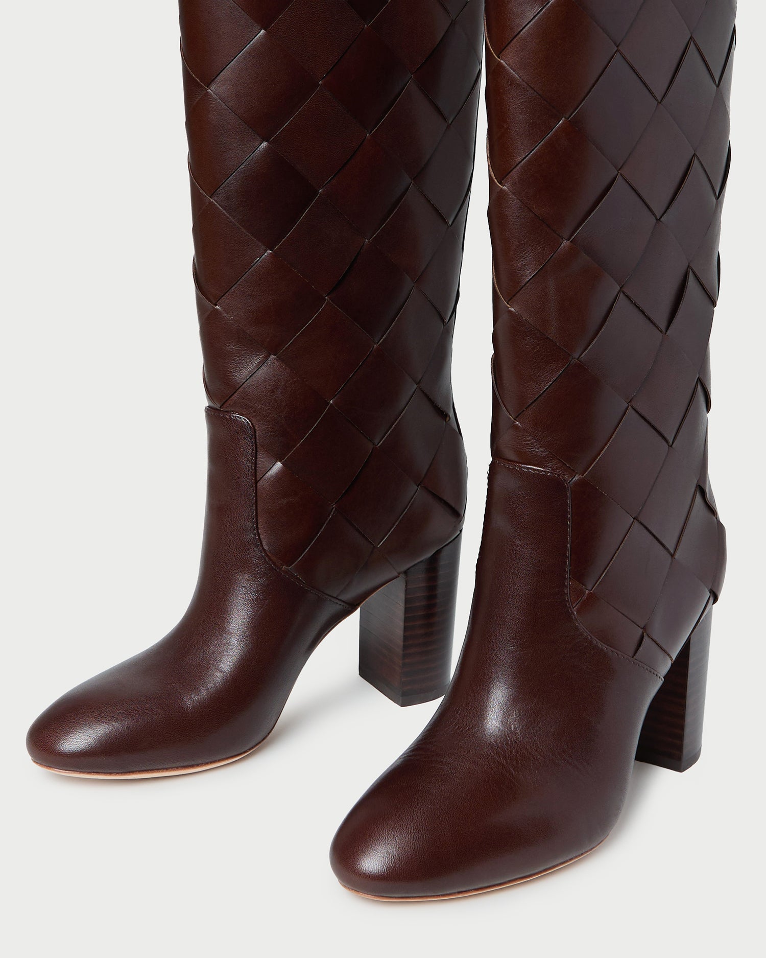 Loeffler Randall / Goldy Espresso Woven Leather Tall Boot
