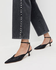 Loeffler Randall / Rio Black Satin Kitten Heel