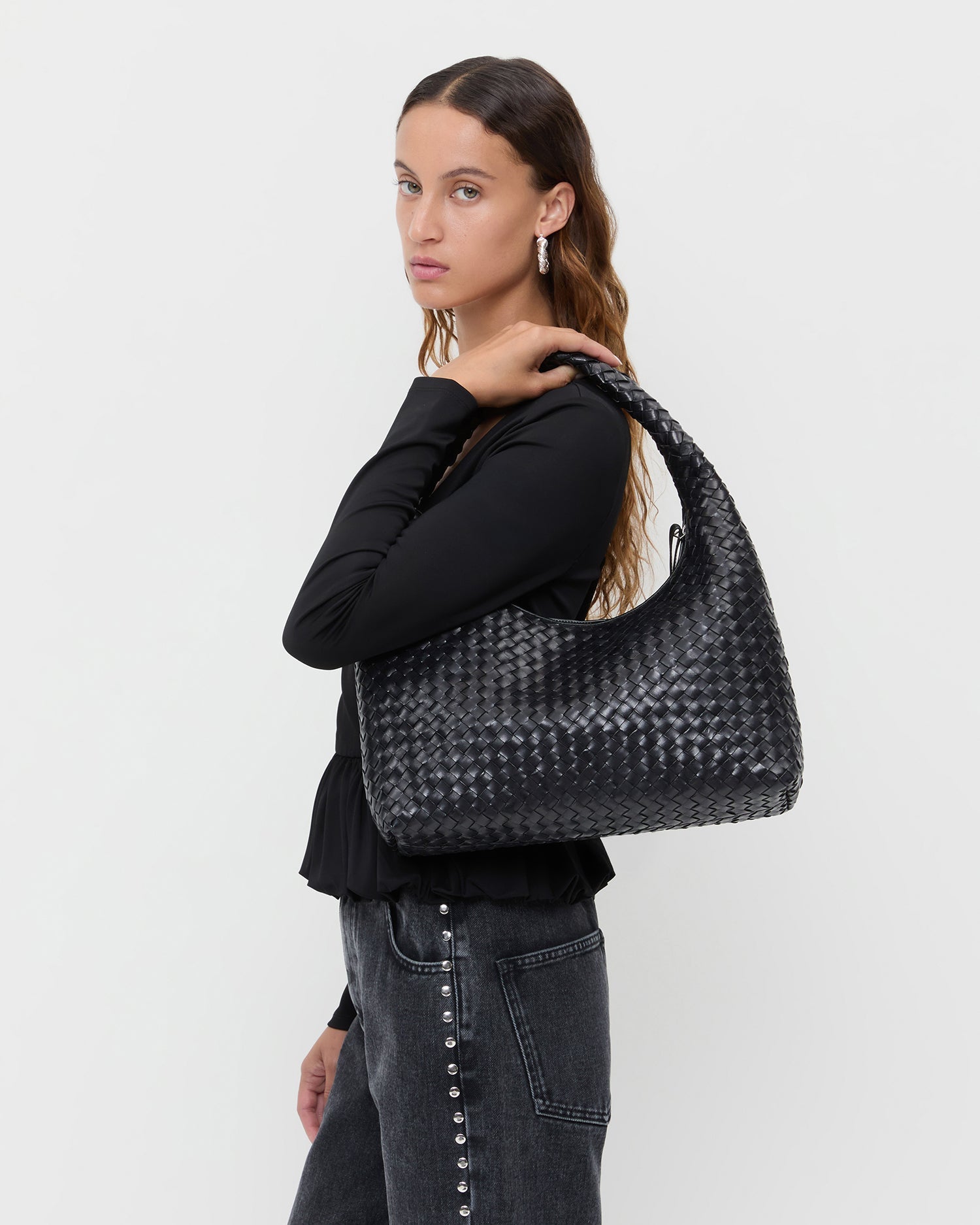 Loeffler Randall / Willow Black Woven Hobo Bag