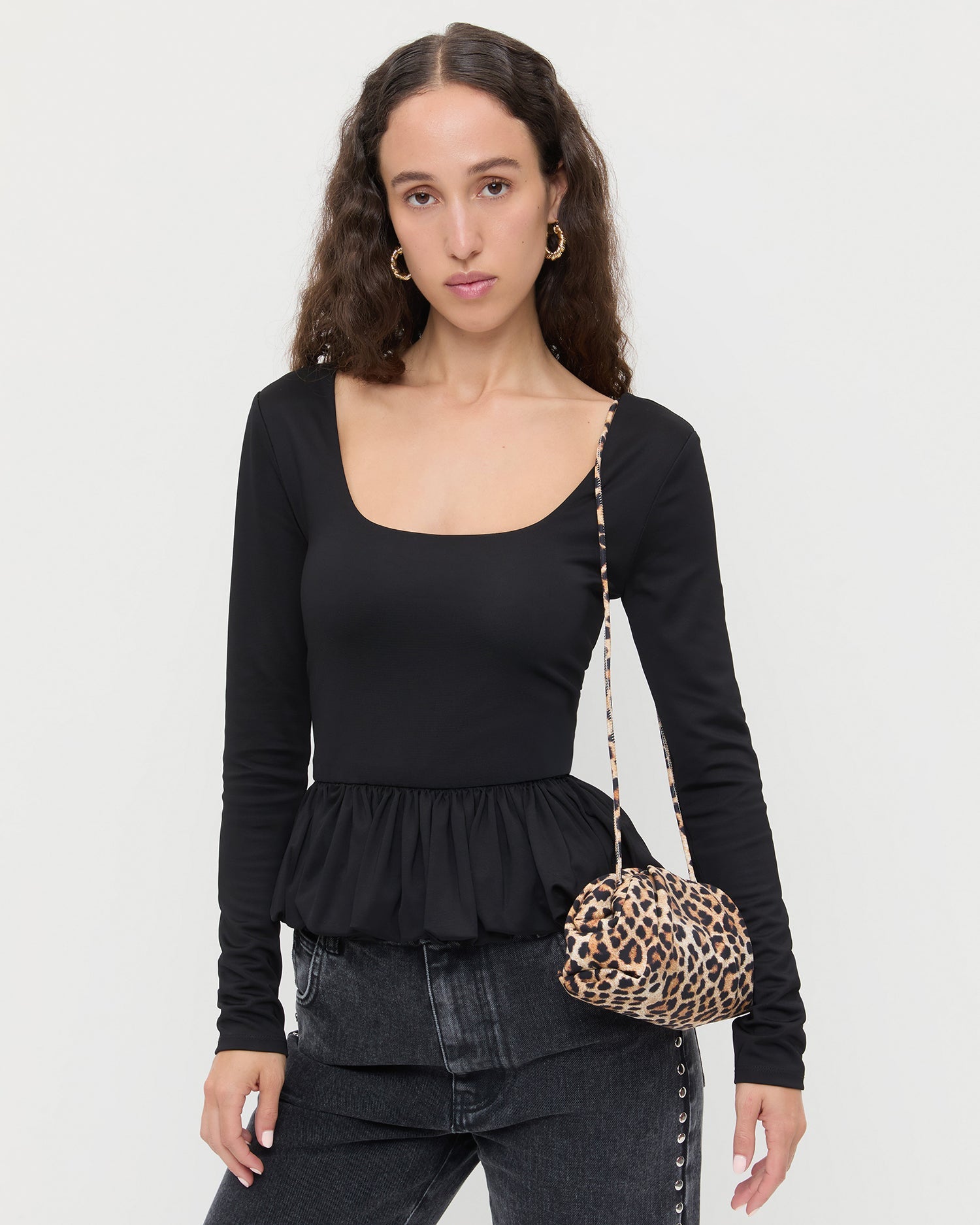 Loeffler Randall / Bailey Leopard Jersey Dome Clutch