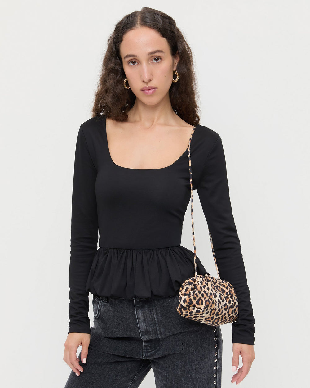 Loeffler Randall / Bailey Leopard Jersey Dome Clutch